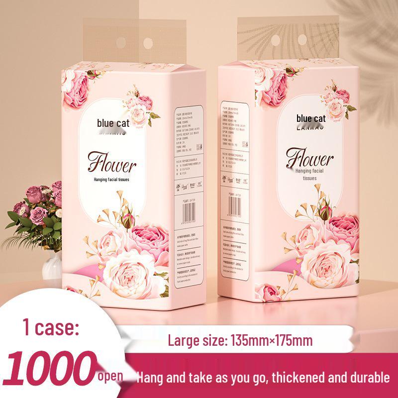 Blue Cat Facial Tissue Wall-Mounted Pack - Economical Hanging Toilet Paper & Hand Wipes