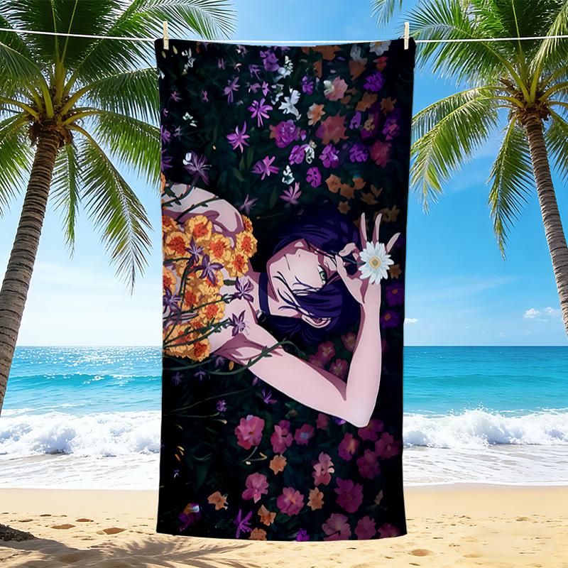 1Pc Floral Fantasy Garden Beach Towel Quick Dry Multiuse For Beach Pool Gym Yoga Home Travel Christmas Halloween Xmas Gift S1517
