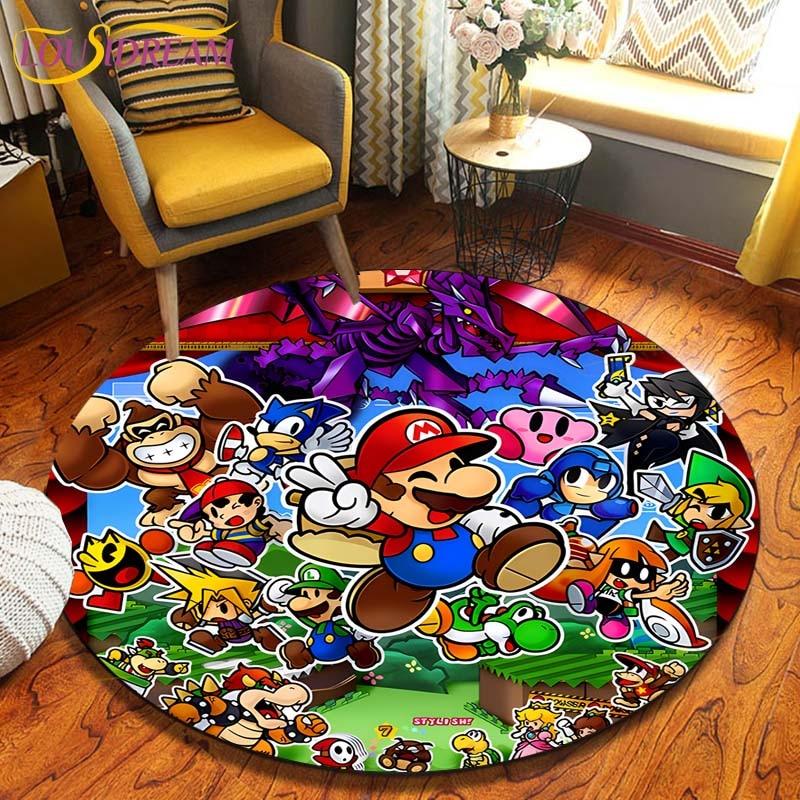Круглые коврики с героями мультфильмов «Братья Марио», коврик для гостиной, декор комнаты, домашние коврики, игровой коврик, детский милый ковер, ковры в стиле аниме