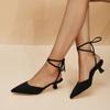 Fashion Large Women's High Heel Shoes Lace Spring and Autumn 2025 New Versatile Design Sense Pointed Toe Baotou Single Shoes