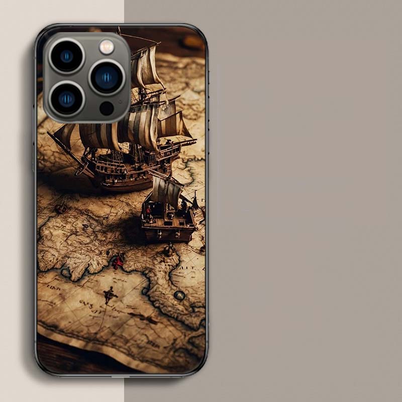 Чехол для телефона с компасом, картой и путешествием для iPhone 17 Air 15 Pro 14 Plus 16 Pro Max 12 13 Mini 11 16E X XS Чехол Милый Fundas