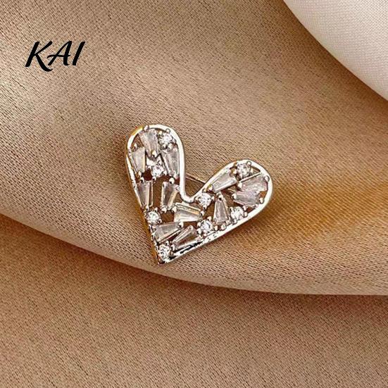 Alloy Coat Brooches Mini Love Heart Brooch Pin, Silver Golden Plated Shape Romantic Jewelry Lapel Hats Bags Scarves Clothes Decorative Accessory