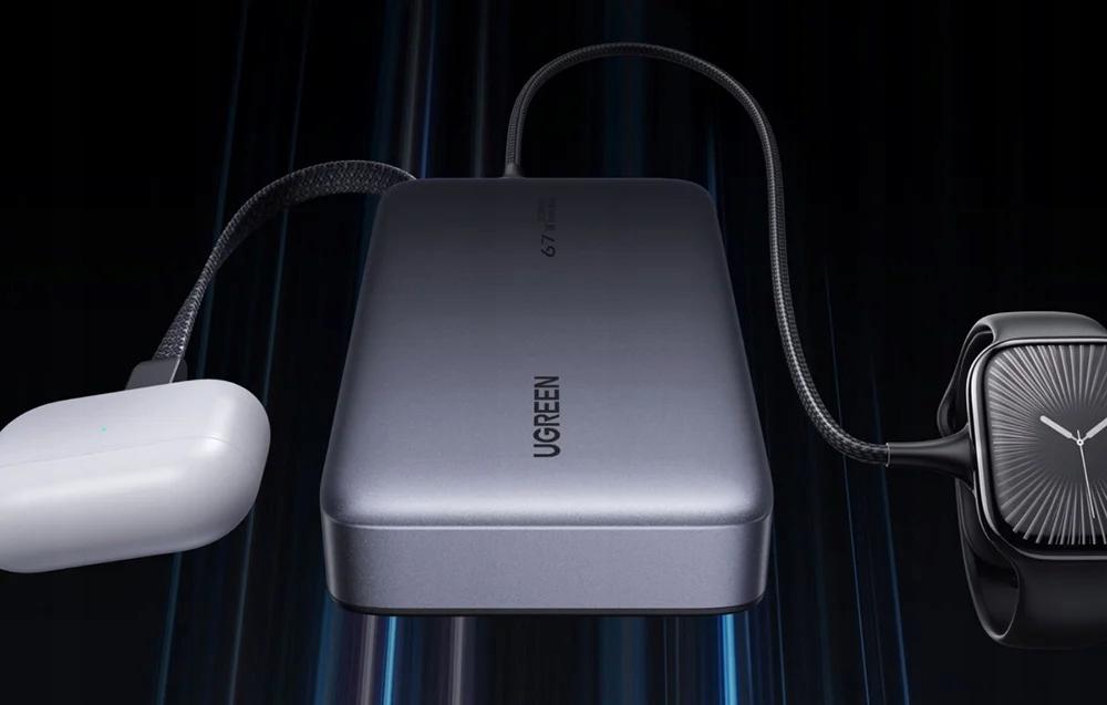 Powerbank 20000Mah Ugreen Pb550 Usb + Usb-C, 67W, Built-In Cable, 1 Pc