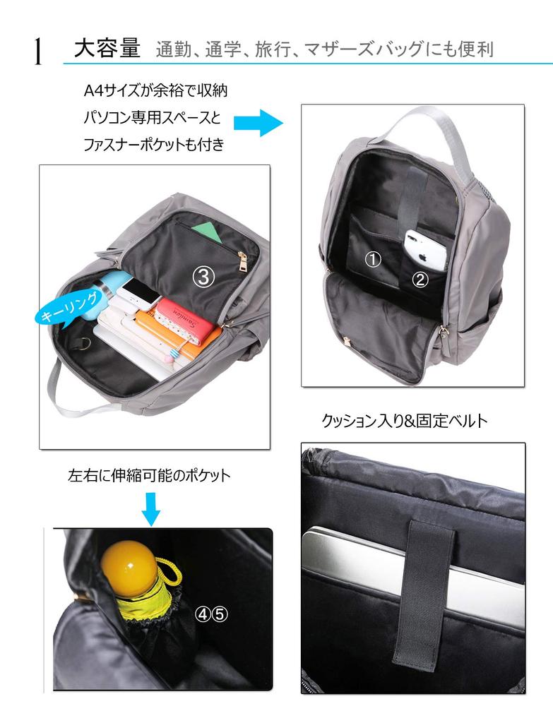 Улучшенный рюкзак с 10 карманами для большого ПК, нейлоновая спинка, для поездок на работу, многофункциональный [Shaelyka] для женщин, водонепроницаемый, легкий, A4, вместимость,