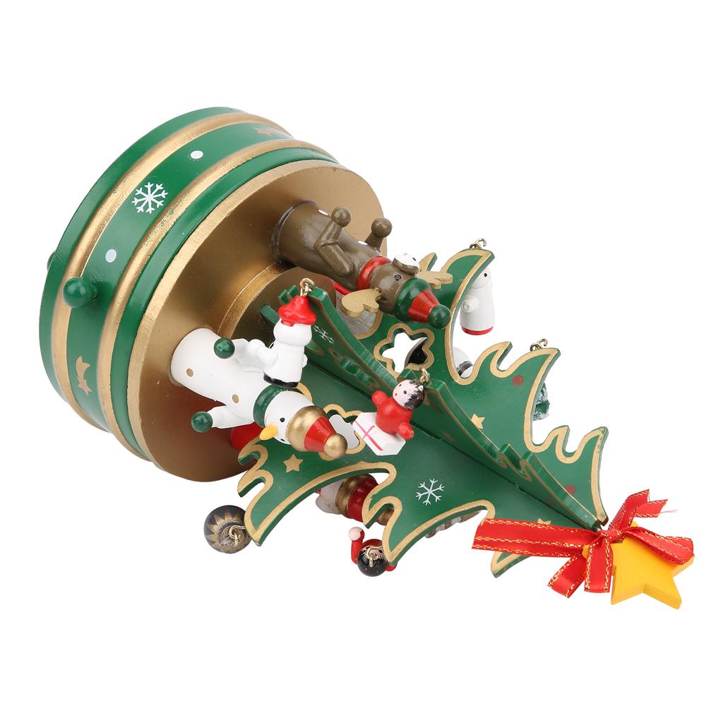 Christmas Music Box Wood Christmas Musical Box Xmas Decoration Gifts for KidGreen