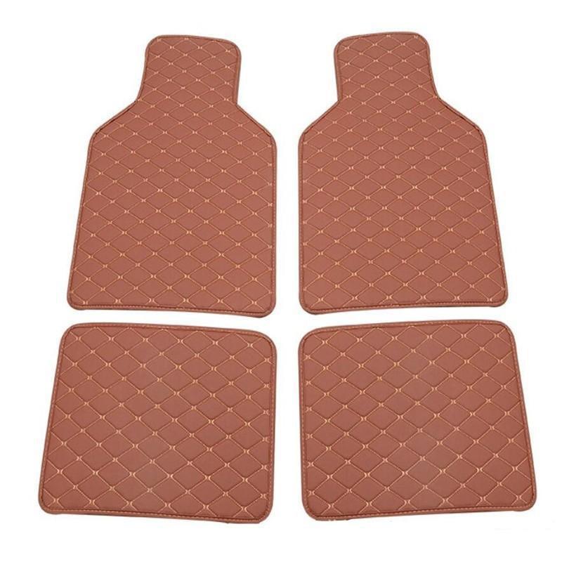 4pcs Universal Leather Car Floor Mat Car-Styling Interior Accessories Mat Floor Carpet Floor Liner Waterproof Foot Pad