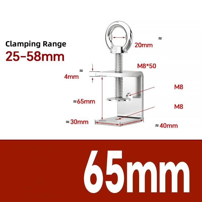 1pcs 304 Stianless Steel Tiger Clamp C-clamp Steel Pipe Square Clamps Adjustable Fixed Holder Clips ID 20~130mm Multiple Shapes