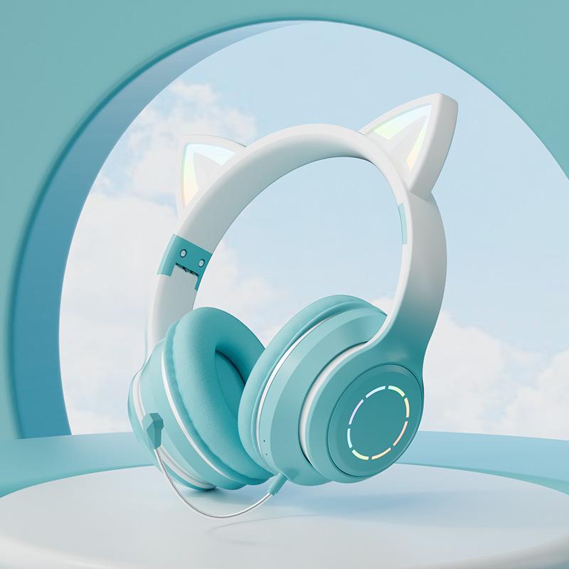 Гарнитура Bluetooth с кошачьими ушками и светящимся градиентом для онлайн-занятий и игр — универсальный подарочный выпуск