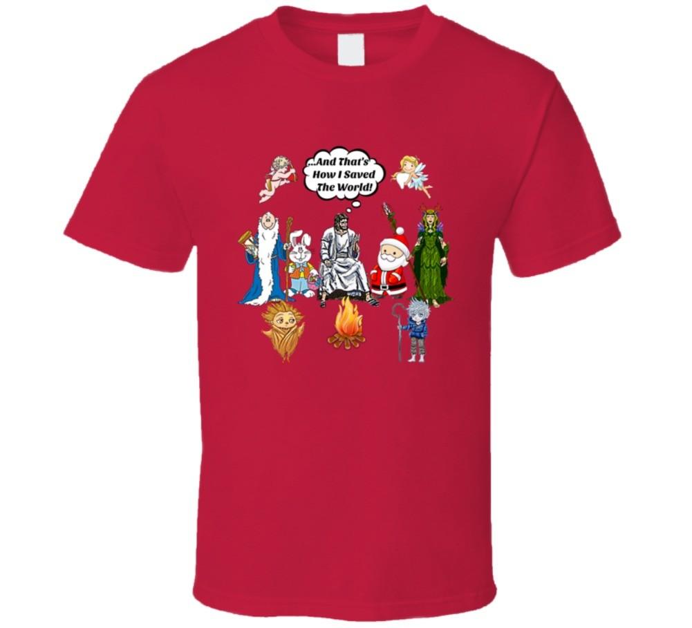 Jesus And Guardian Superheroes Campfire Unisex T-Shirt How I Saved The World Tee
