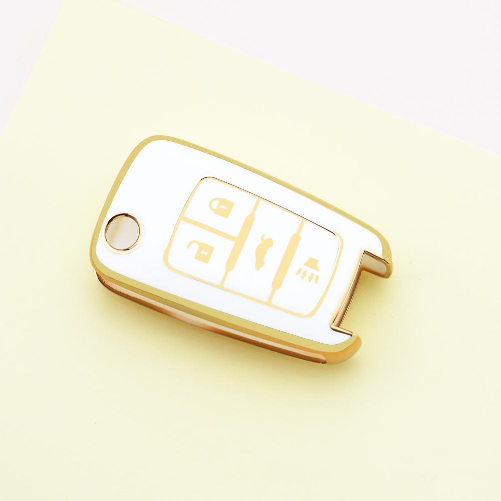 Чехол-футляр для автомобильного ключа из ТПУ с золотой окантовкой, бесключевой корпус, сумка-брелок для Chevy Equinox Malibu Sonic Gmc Terrai Chevrolet Impala Camaro Cruze