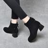 Женские модные ботильоны с круглым носком, новые, на толстом каблуке, с отворотом и бантом, на среднем каблуке, из овчины