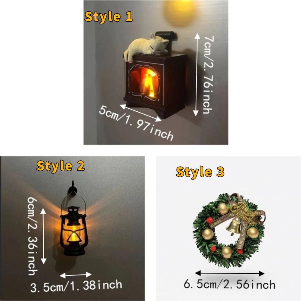 Luminous 3D Refrigerator Sticker Retro Christmas Wreath Fridge Magnet Bedroom