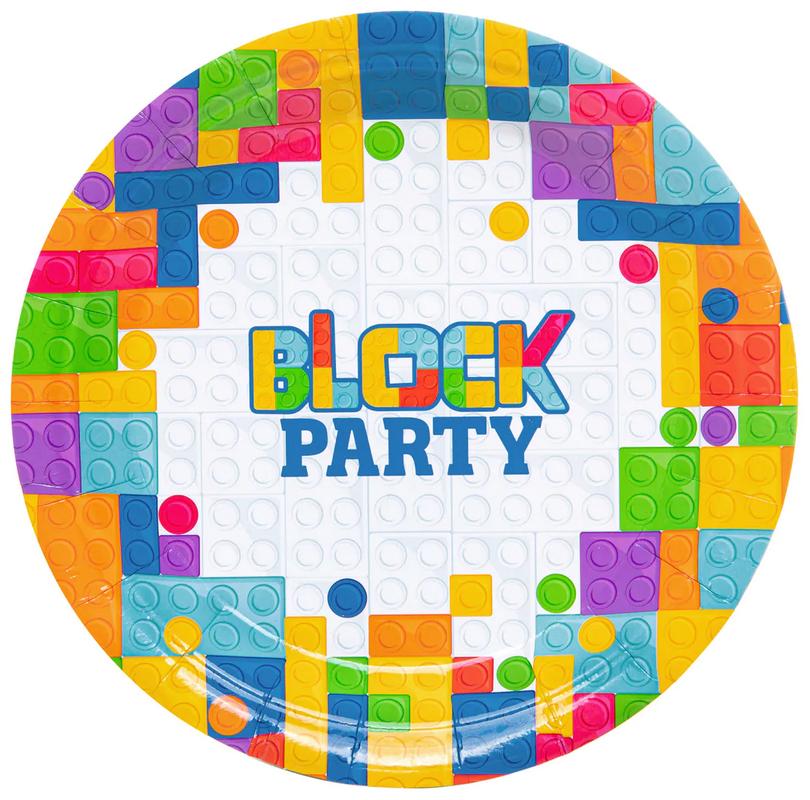 Talerzyki Papierowe Klocki Urodziny Party 18 Cm