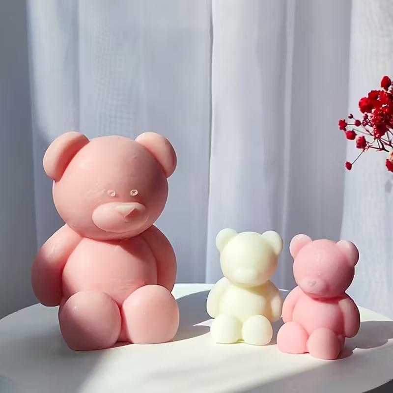 3D Cute Cartoon Bear Silicone Candle Mold DIY Home Decoration Silicone Mold For Resin Teddy Bear Candle Mold