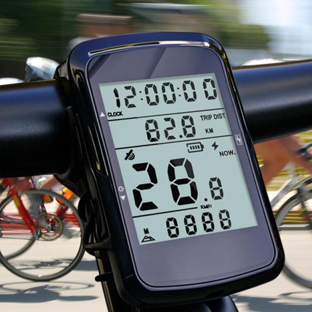 Велокомпьютер GPS для велоспорта на открытом воздухе Беспроводной спидометр Цифровой секундомер для велосипеда Экран 2,4 дюйма Перезаряжаемый Одометр для горного велосипеда