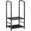 Metal Firewood Log Holder 2 Layer Firewood Rack Indoor Outdoor Fireplace Wood Storage Shelf With 4 Tools And Hooks Black 40L X 30W X 74.5H Cm