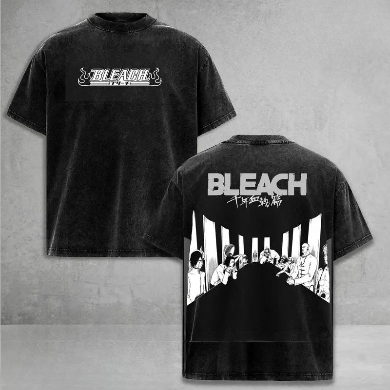 Anime BLEACH Yhwach Printed Tee Men Women Washed Cotton T-shirts Short Sleeve Vintage T Shirt Harajuku Unisex Oversized Tshirt