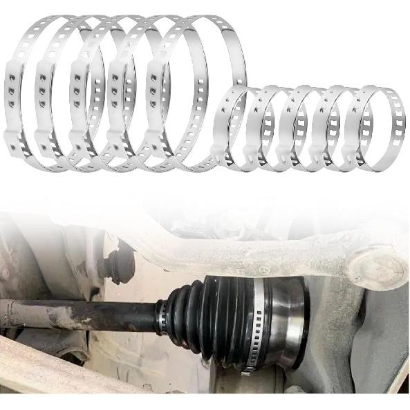 10PCS CV Boot Clamp Kit Include 5PCS Small and 5PCS Large Hose Clamps,Adjustable Hose Clamps Stainless Steel,Universal Pipe Clamps for Fasten