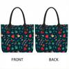  Christmas Pattern Tote Bag Casual Large Capacity Shoulder Handbag for Daily Use