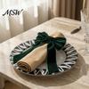 Red Green Napkin Holders 6Pcs Velvet Bow Rings, Christmas Fabric Holders, Rings for Dinner Holiday Party Table Decor Elegant Retro Decorations