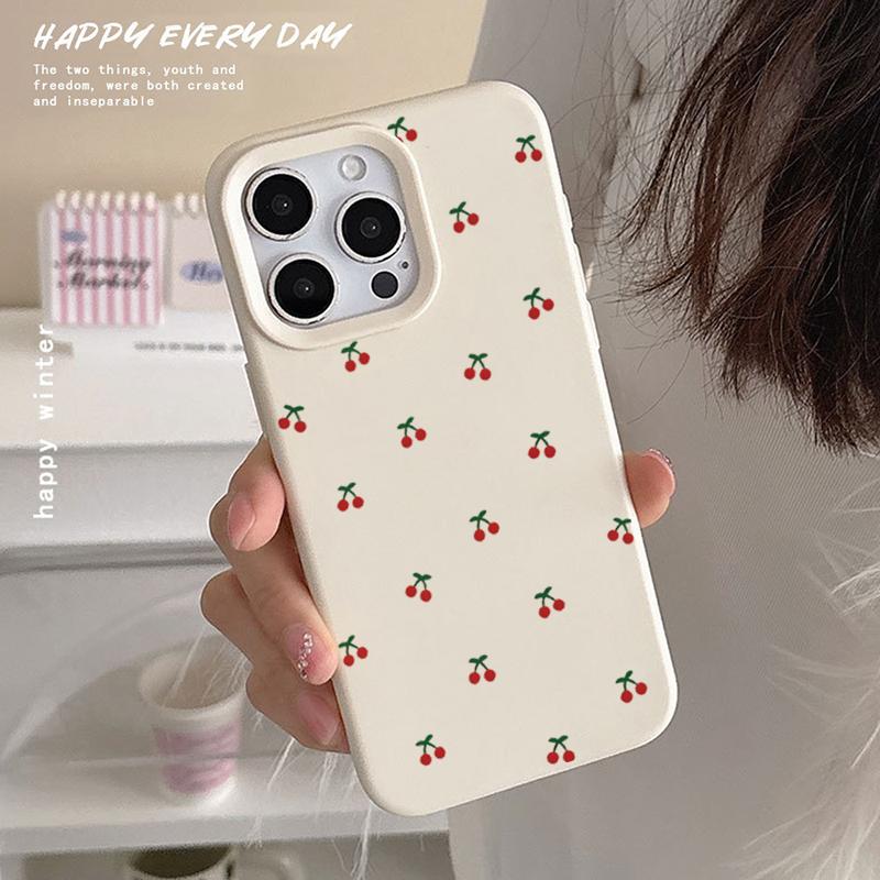 Для iPhone 17 16 15 14 13 12 11 Pro Max Чехол Милый Мультяшный Вишневый Рисунок Силиконовый Чехол Для Телефона Для iPhone 15 16 Plus Мягкие Fundas