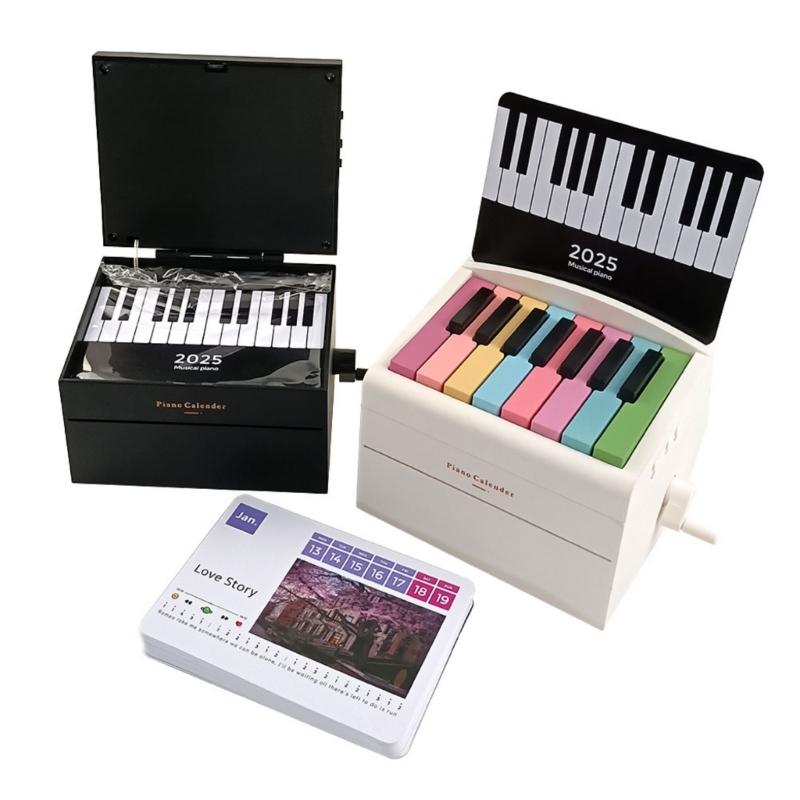 Настольный календарь на 2025 год на музыкальную тематику с маленьким пианино и 15 клавишами, пластиковая текстура, для энтузиастов и стильных интерьеров