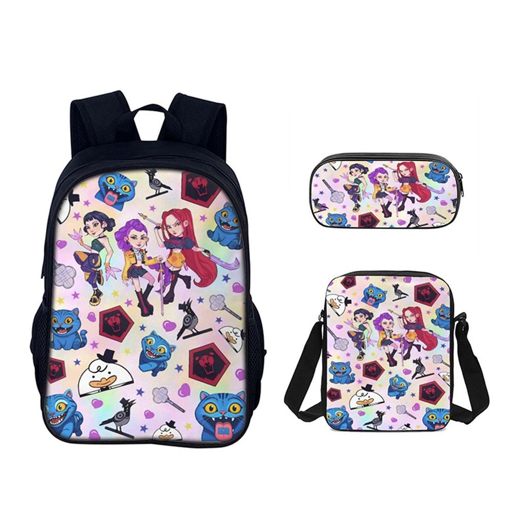 Backpack Cartoon Devil Anime Lightweight Travel Casual Backpack Laptop Bag School Bag Three-piece Set