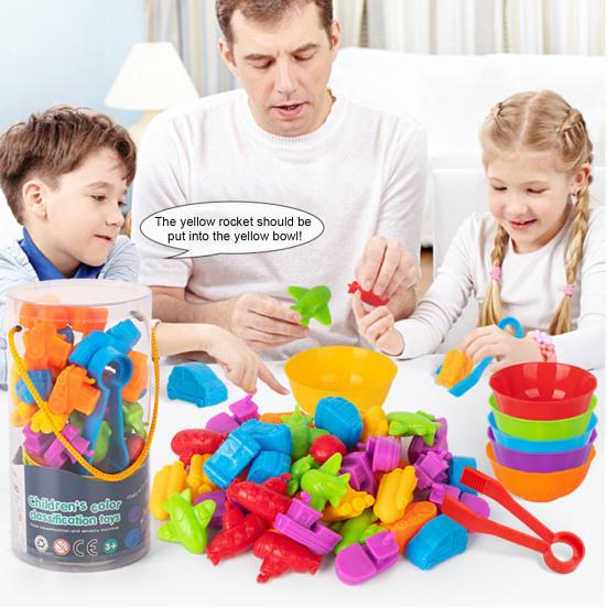 1 набор игрушек для подсчета животных с мисками, пинцетом, мультяшным динозавром, игрой на подсчет и сортировку цветов для малышей, мальчиков и девочек, обучающей игрой для дошкольников