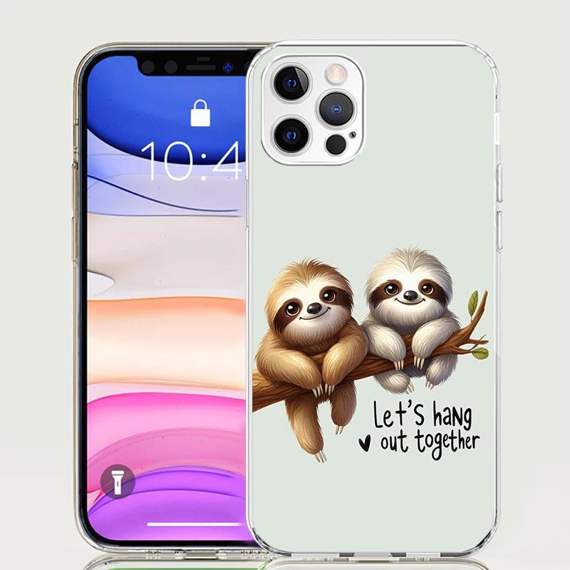Animal Cute Cartoon Sloth Coffee Phone Case For iPhone 18 17 Air 16 15 Plus 11 14 Pro Max 13 Mini 12 7 8 + SE Pattern Art Customize