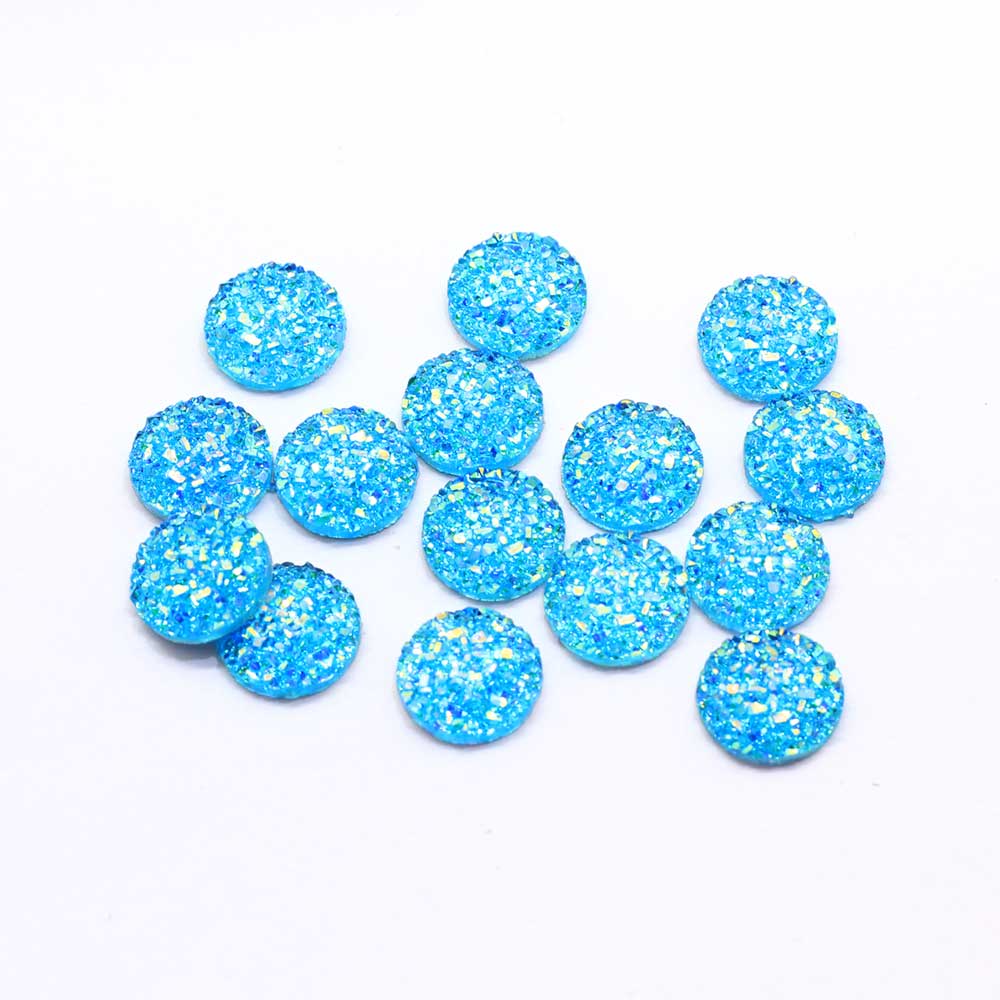 12MM Resin Flat Round AB Finish Cabochons Druzy Charms Flatback Colored Druzy Resin Cabochon Jewelry Making Supplier