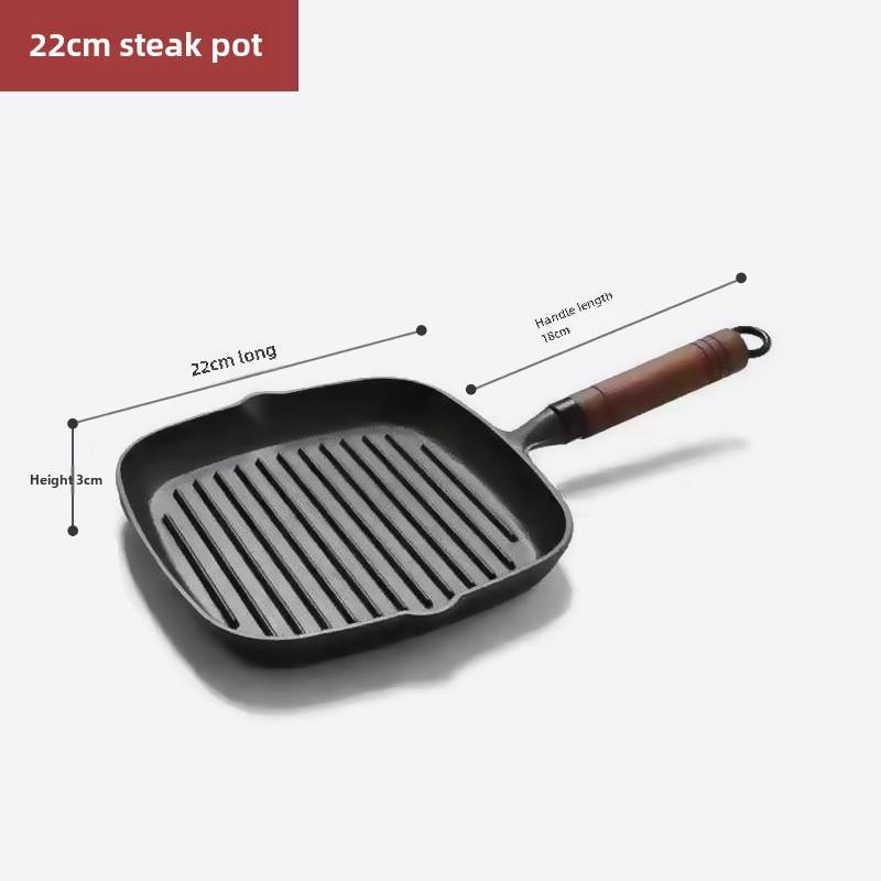 24 см чугунная полосатая сковорода для стейков, без покрытия и с антипригарным покрытием