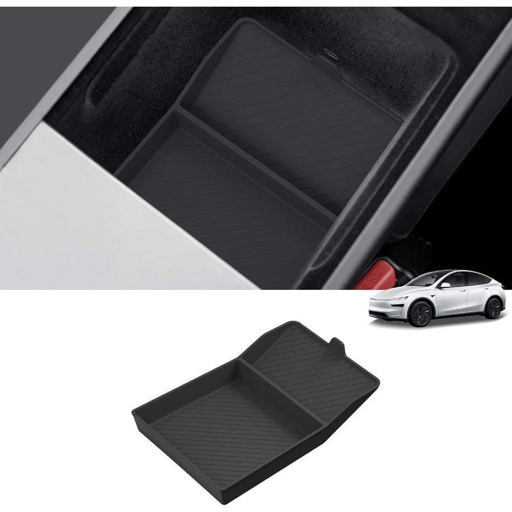 FOR Tesla Model Y 2025 Under Console Storage Box Center Console Organizer Tray ABS Armrest Container Rear Shelf Accessorie