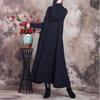 Women Vintage Knitted Dress Solid Color Half High Collar A-Line Autumn Soft Female Long Dresses
