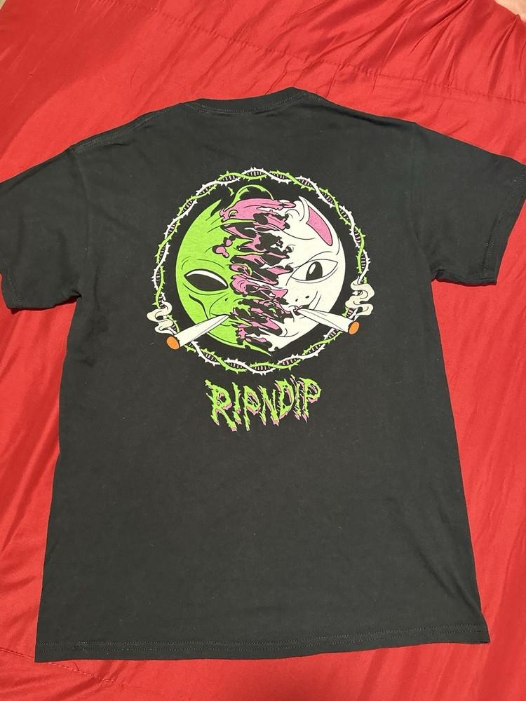 RIPNDIP Футболка с разделенным лицом Нормала/Инопланетянина Мужская Размер M Черная Унисекс Футболка