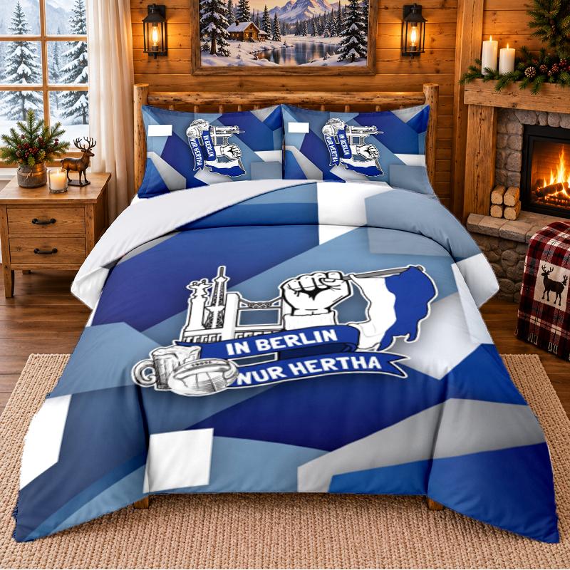 Printed 3Pcs Bedding Set hertha bsc FC Pattern Bed Sheet Pillowcase For Bedroom Decor