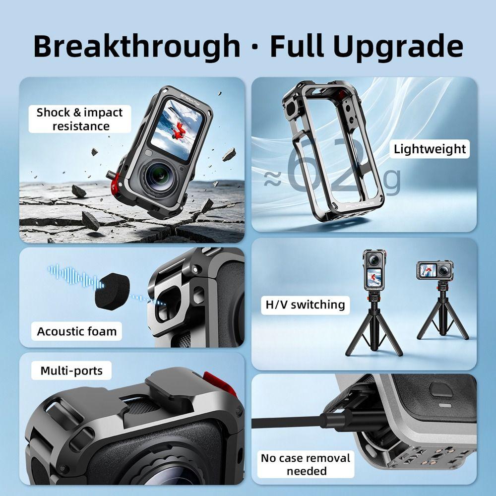 with Lens Cover Protective Case Camera Cage for Insta360 X6 Action Camera Accessories