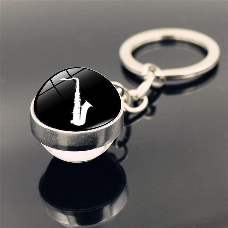 Современный простой дизайн, брелок с рисунком барабана, двусторонний стеклянный кулон для любителей музыки