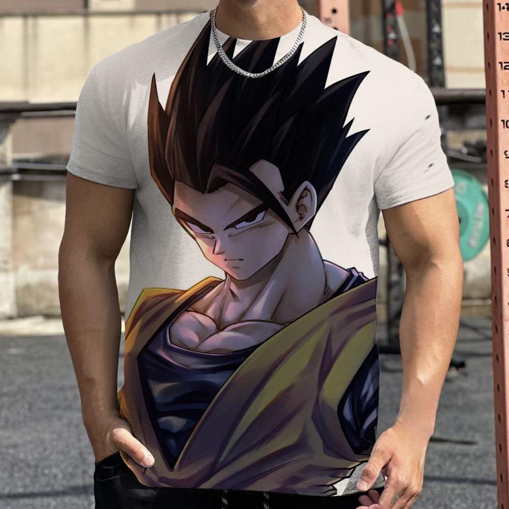 2026 Модная мужская футболка Dragon Ball 3D Харадзюку Летняя с коротким рукавом с круглым вырезом Гоку Вегета Повседневный универсальный топ
