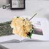 Artificial Hydrangea with Green Leaves Stem Realistic Fake Flower Wedding Home Office Table Centerpiece Faux Floral Branch Flower Arrangement
