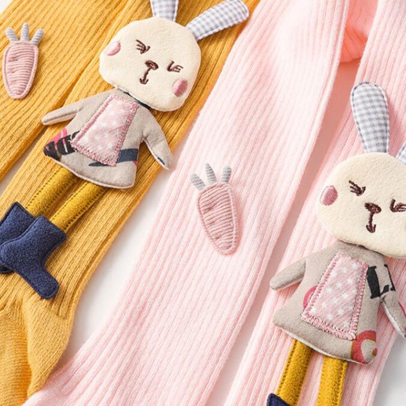 Вязаные колготки для девочек, однотонные детские колготки с рисунком кролика, хлопковые мягкие детские колготки для девочек, осень-зима, 1-7 лет, брюки, новые