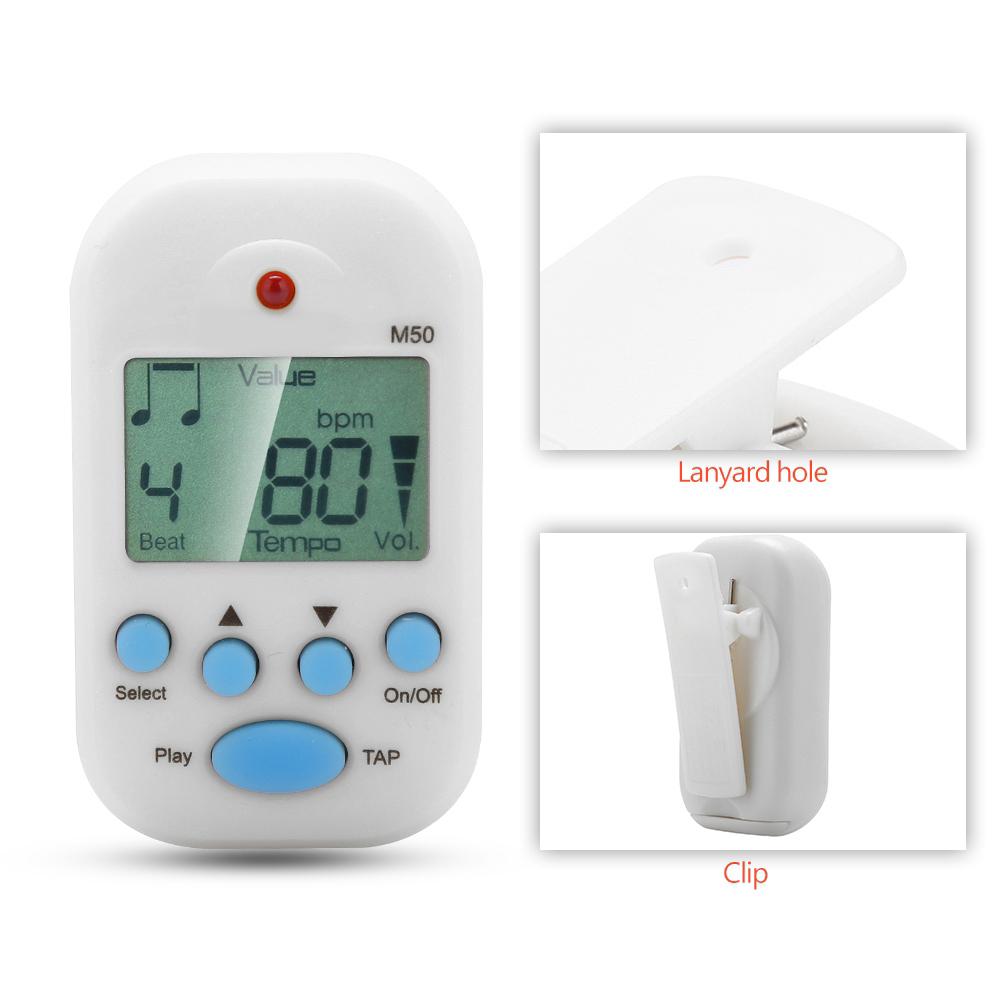 Meideal Mini LCD Digital M50 Metronome Beat Tempo Гитарный музыкальный аксессуар с батареей(белый)