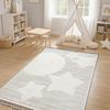 Tapis enfant doux motif étoiles blanc 120x180