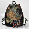 Vintage Women Backpack Embroidery Peacock Sequin Rucksack National Boho Beads Travel School Bag