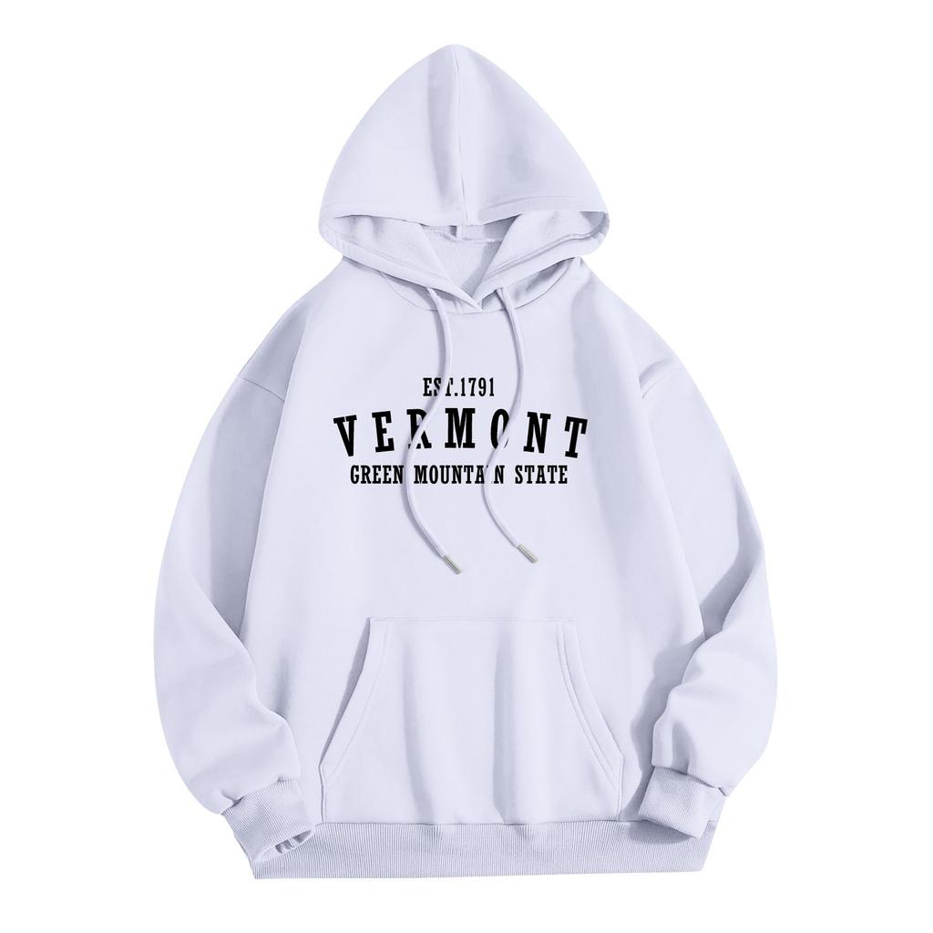 Женская мода O-образный вырез с длинным рукавом и принтом, толстовка с капюшоном