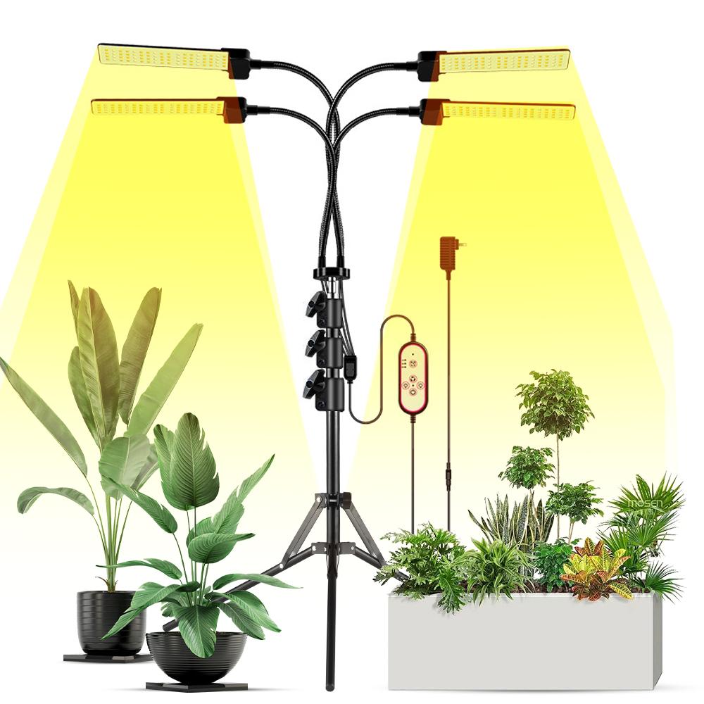 3 Heads LED Grow Lights for Indoor Plants Full Spectrum 3 Light Modes 5 Brightness 3 Timing with