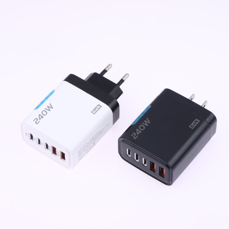 5-в-1 240 Вт GaN USB-C Зарядное устройство с несколькими портами Высокоскоростной USB-адаптер для зарядки Быстрая зарядка Зарядное устройство для телефона Адаптер питания EU/US вилка
