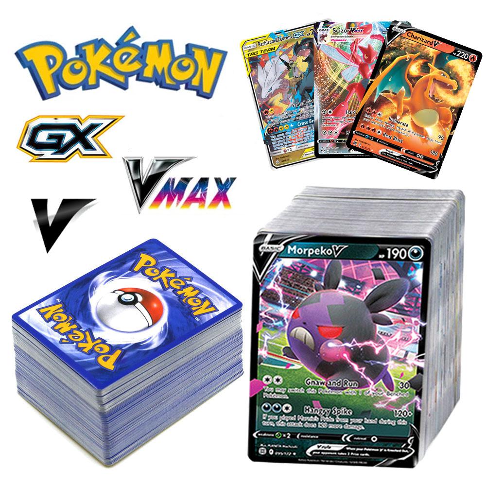 100Pcs Pokemon Cards VSTAR GX EX VMAX MEGA TAG TEAM Energy Trainer Charizard Pikachu Rare Collection Card B06