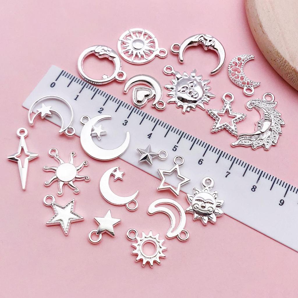 Старинная серебряная подвеска в виде звезды, луны, солнечного шара — аксессуар для самостоятельного изготовления украшений