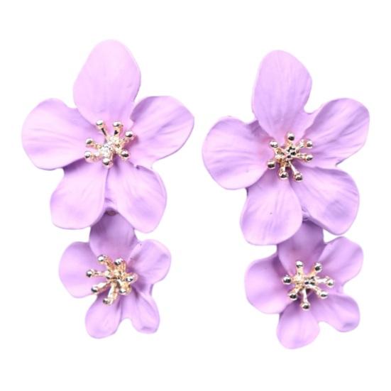 1 Pair Colorful Flower Stud Earrings Matte Bright Color Elegant Nonallergic Sweet Flower