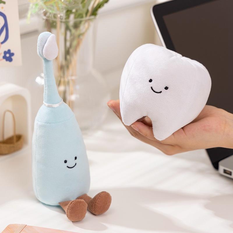 Creative and Interesting Toothpaste Toothbrush Doll Simulated Teeth Plush Toy Doll Desktop Decoration Ornament Doll